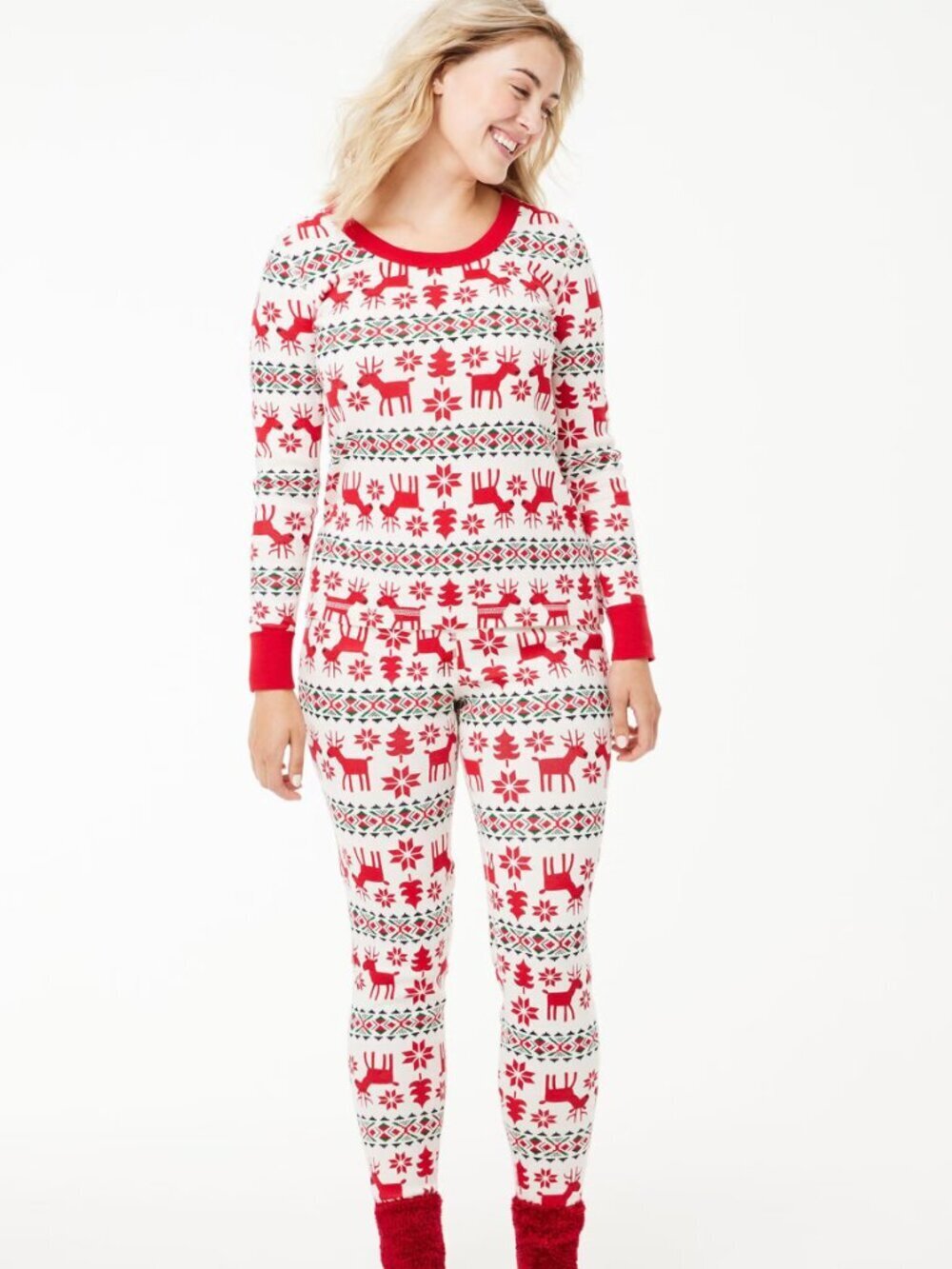 Hanna Andersson Dear Deer Reindeer Knit Pajama Set size large